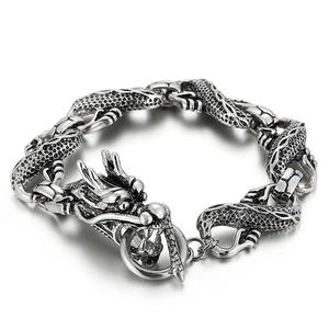Bracelet dragon vintage en acier inoxydable avec chaîne à écailles pour hommes punk