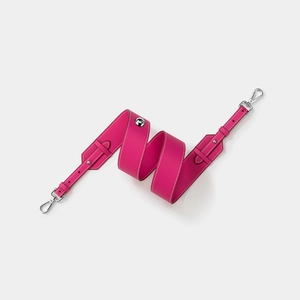 Adjustable pink leather shoulder strap for crossbody bags with silver metal snap hooks