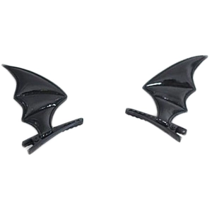 Gothic black bat wing hair clips for Halloween cosplay Lolita hair accessories pair
