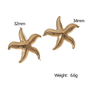 Détails boucles d'oreilles étoile de mer en acier inoxydable 32mm et 34mm poids 6,6g