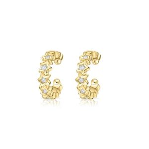 Ear cuff a stella dorati con zircone incastonato per donna dal design geometrico pulito