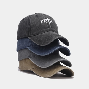 Casquette De Baseball En Coton Lavé Vintage Distressed Rétro Faith Croix Lettre Imprimé Chapeau De Soleil Hommes Femmes