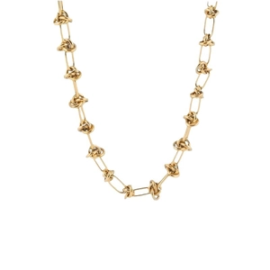 18K gold minimalist knotted thorn chain necklace with interlocking link design