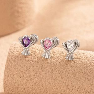Flower Bouquet Ear Cartilage Studs Titanium Steel Copper Zircon Piercing Jewelry Screw Flat Back Helix Tragus Fashion