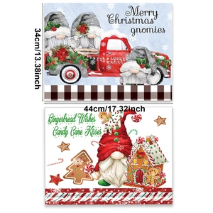 Christmas placemats set featuring gnome, gingerbread house and red truck holiday patterns