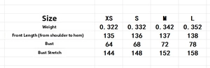 Detailed size chart for the loose floral maxi dress showing chest and length measurements