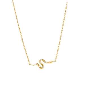 Elegant 925 sterling silver snake pendant necklace with sparkling cubic zirconia stones
