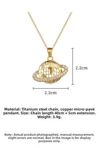 Detailed view of the globe pendant size dimensions and titanium steel chain measurements