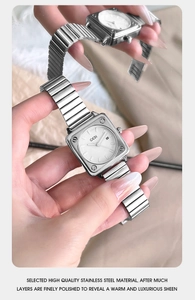 Orologio GEDI quadrato argento minimalista con cinturino in acciaio inossidabile