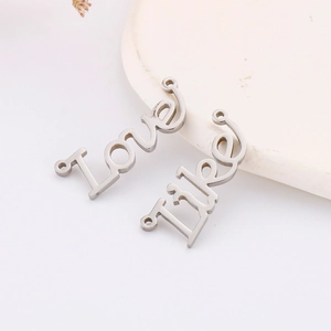 Pendentifs lettres Love et Like en acier poli pour colliers personnalisés à faire soi-même