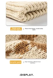 Gros plan sur la maille épaisse en acrylique à motif léopard beige et marron chaud