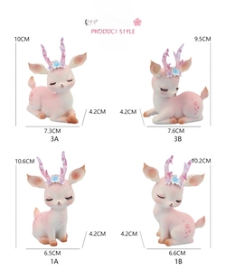 Detailed size chart showing dimensions for large Nordic cute deer resin car ornaments