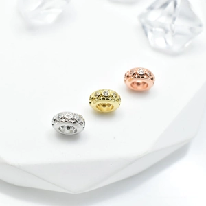 Copper plated gold spacer beads with sparkling zircon for DIY jewelry bracelets