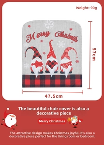 Detail of Christmas gnome chair cover with Merry Christmas text and size 57x47.5cm