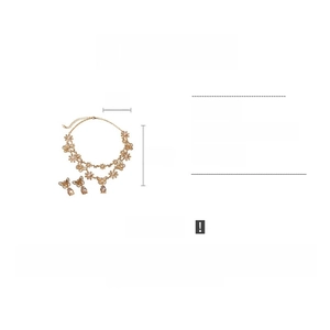 Detailed specs of double-layer vintage necklace with rhinestones and faux pearls