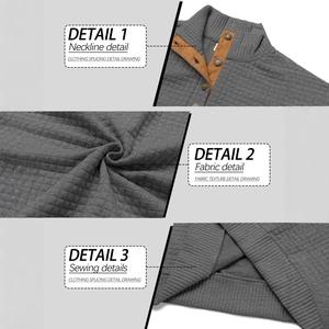 Grey checkered jacquard men's casual jacket showing collar and quilted fabric texture