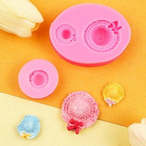 Moules en silicone pour chapeaux de paille 3D avec fleurs et nœuds pour fondant et argile
