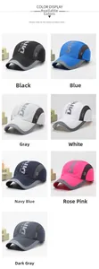 Detail of breathable side mesh and DIN embroidery on quick-dry summer sports cap