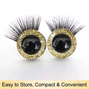 3D colorful doll eyes with long eyelashes and golden glitter rims for DIY crafts