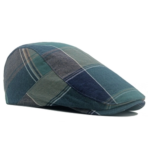 Berretto da uomo in cotone con motivo a quadri patchwork e design vintage piatto