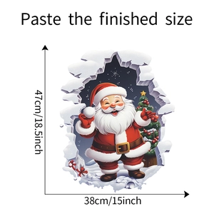 Detailed 3D Santa Claus and Christmas tree wall sticker with size measurements