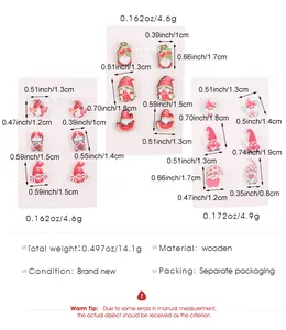 Size chart showing dimensions and weight for the wooden gnome earring set in detail