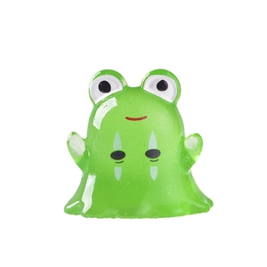 Cute green resin frog figurine with glowing effect for Halloween garden decor