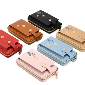 Vertical floral phone crossbody bag for women in six colors with tulip gold print