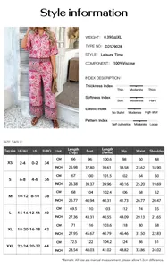 Guide des tailles et détails du tissu pour ensemble bohème haut court et pantalon