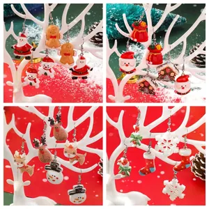 Christmas Drop Earrings Cartoon Santa Claus Reindeer Snowman Tree Acrylic Alloy Festive Jewelry Gift For Women Girls