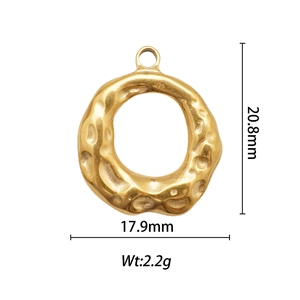 Pendentif organique irrégulier en acier inoxydable plaqué or 18k avec dimensions