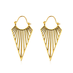 Bohemian vintage hollow geometric fan-shaped earrings in antique gold finish