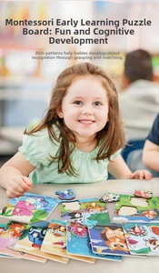Detail of toddler holding wooden Montessori peg puzzle for fine motor skills training