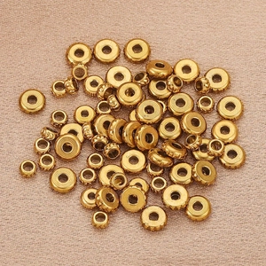 Golden stainless steel abacus beads with engraved texture for DIY jewelry making