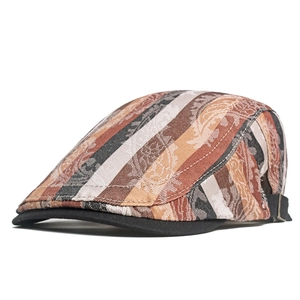 Detail of the jacquard fabric texture and adjustable metal buckle on the beret hat
