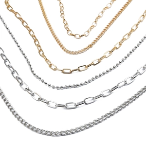 Flat snake bone and paperclip chains in gold and silver stainless steel finishes