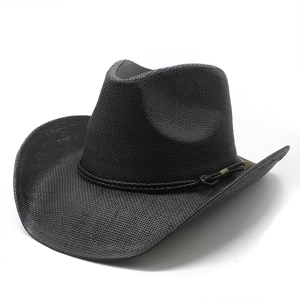 Western Cowboy Hat Paper Straw Wide Brim Breathable Sun Hat For Outdoor Travel Summer Vintage Style Unisex