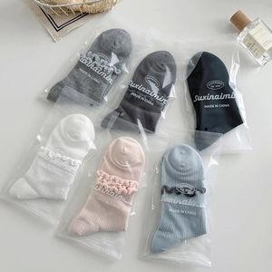 Set of 6 pairs women's lace mesh cotton socks in multiple colors with gift packaging