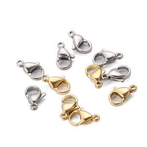 Polished gold and silver stainless steel lobster clasps for jewelry making projects