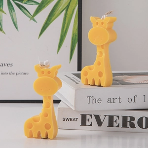 Yellow giraffe cartoon scented candles with creative geometric design for home decor