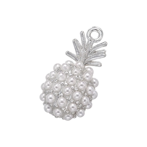 Silver pineapple pendant with inlaid pearls for DIY jewelry making accessories