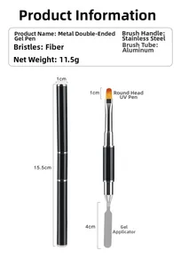 Detailed specs of dual-ended nail tool with fiber brush and stainless steel spatula