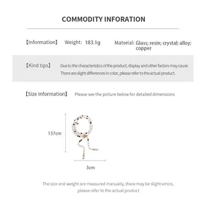 Detailed size chart for vintage beaded necklace with 137cm length and 183g weight