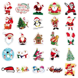 53-piece Christmas stickers set featuring Santa, snowmen, and gingerbread man patterns