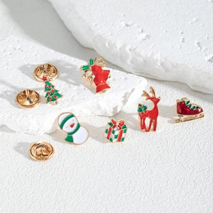 Ensemble de Broches de Noël Créatives en Alliage Émail Père Noël Renne Bonhomme de Neige pour Fête Femmes Hommes Bijoux Cadeau