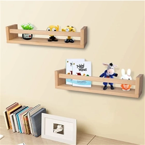 Wall Mounted Magazine Rack Solid Wood Floating Shelves With Macrame Tassel Rattan Decor For Kids Nursery Living Room Boho