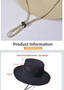 Détails du chapeau de soleil respirant avec mesh et cordon de serrage réglable