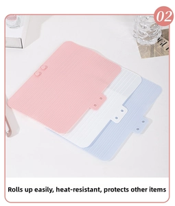 Three-color portable silicone heat-resistant mats for hair curlers with anti-slip stripes