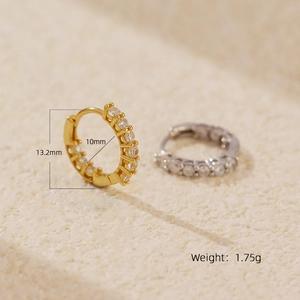Minimalist S925 sterling silver hoop earrings with clear zircon stones in gold and silver