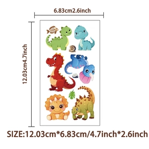 Waterproof cartoon dinosaur tattoo stickers for kids featuring T-Rex and Triceratops